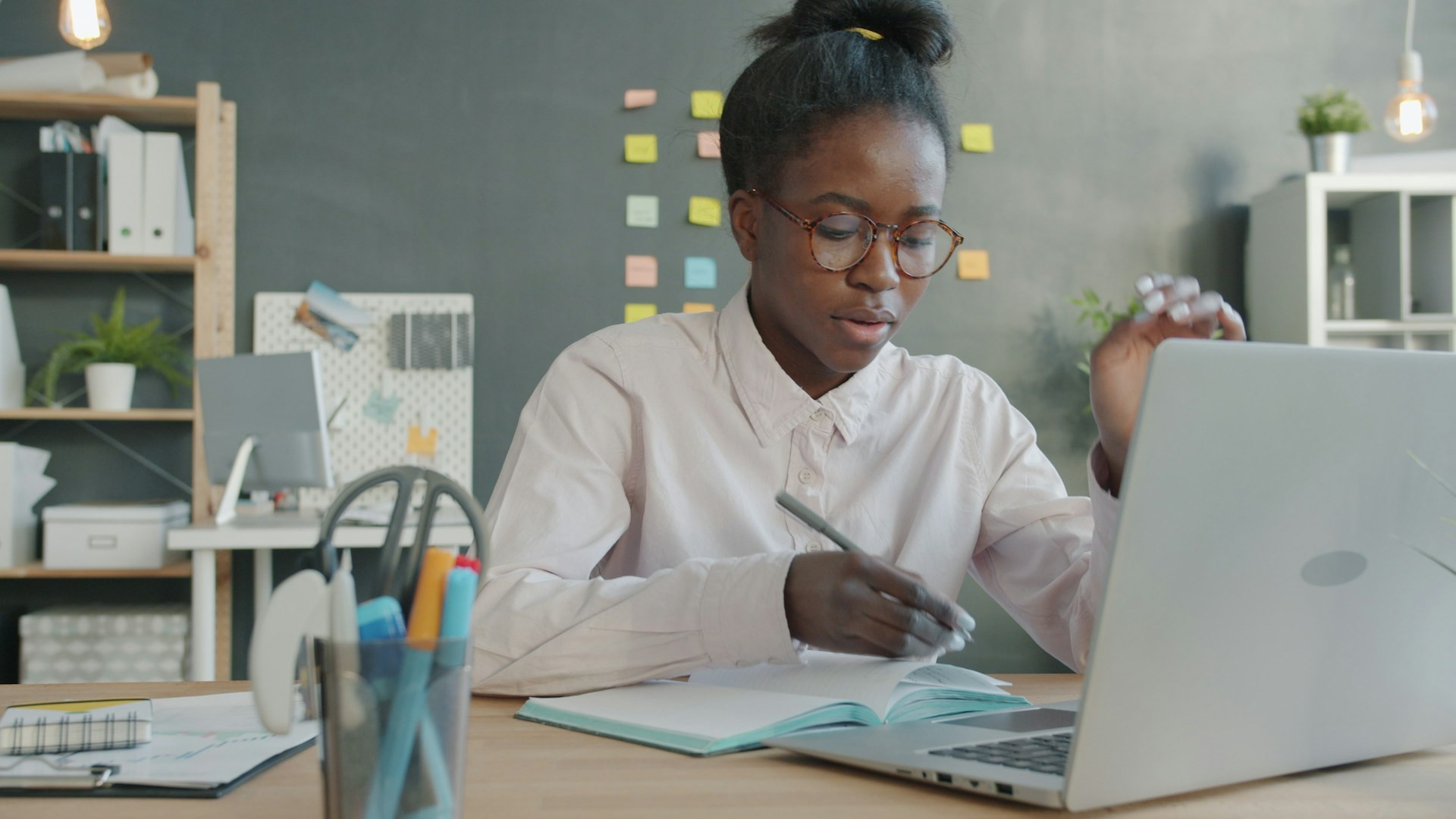 Bookkeeper working at her desk